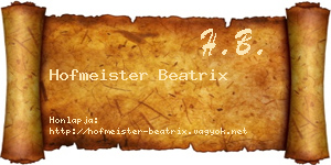 Hofmeister Beatrix névjegykártya